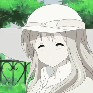 🥠 Anime, Mädchen, Hut, Süß, Lächelnd, Weiß, Cartoon telegram sticker