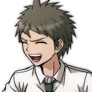 😄 Hajime Hinata Danganronpa anime, nhân vật, trò chơi điện tử, tóc nâu, mỉm cười telegram sticker