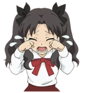 😭 Rin Tohsaka Fate/stay night anime, crying, sad, girl, Tohsaka, Rin Tohsaka whatsapp sticker