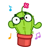 💃 cactus, planta, dibujos animados, mono, divertido, emoji, pegatina telegram sticker