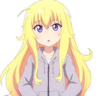 😐 anime, cartoon, girl, blonde hair, cute telegram sticker