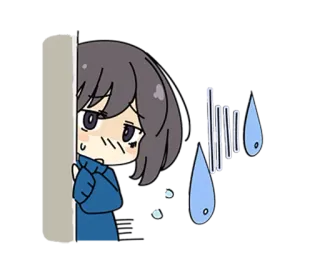 👀 anime, girl, sad, shy, hiding, cartoon, sweat telegram sticker
