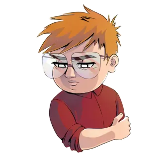😣 dessin animé, garçon, lunettes, énervé, grincheux whatsapp sticker