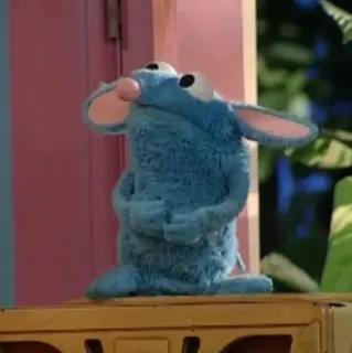 😐 Tutter Bear in the Big Blue House souris, bleu, mignon, télé, marionnette telegram sticker