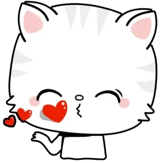 😘 고양이, 새끼 고양이, 하트, 사랑, 뽀뽀, 귀여운, 만화 telegram sticker