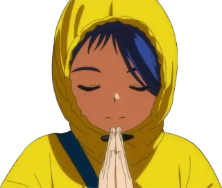 😇 anime, girl, hoodie, peaceful, meditation telegram sticker