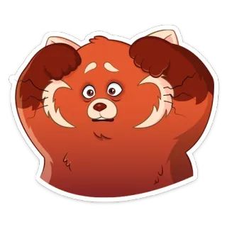 😱 แพนด้าแดง, สัตว์, น่ารัก, การ์ตูน, สีหน้า, กังวล telegram sticker