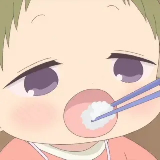🥺 anime, baby, eating, chopsticks, rice, cute telegram sticker