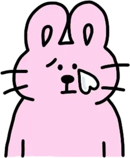 💬 토끼, 슬픈, 울음, 분홍색, 만화, 동물 whatsapp sticker