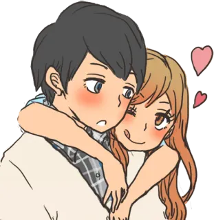 😋 casal, amor, romance, abraço, carinho, desenho animado, anime telegram sticker