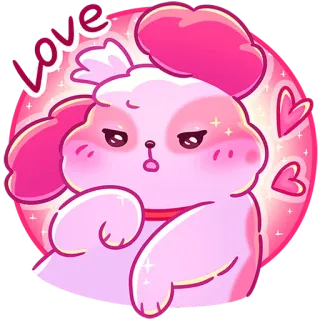😏 Love love, cute, dog, pink, cartoon, hearts telegram sticker