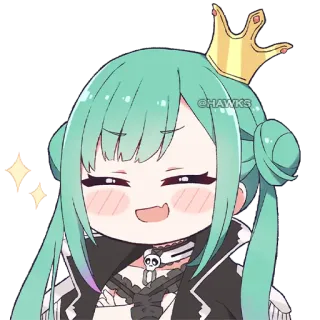 👑 @HAWKS Anime, VTuber, Personaggio, Corona, Carino, Chibi, Stile anime, Arte digitale whatsapp sticker