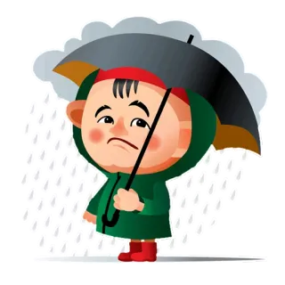 😐 비, 우산, 슬픈, 소년, 만화 whatsapp sticker