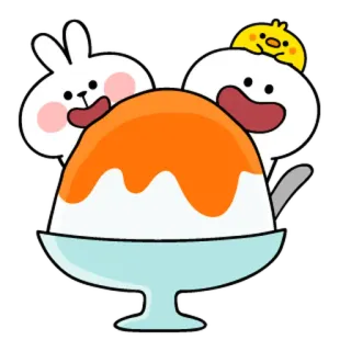 🌼 Sorvete, Kawaii, Fofo, Coelho, Pato, Sobremesa, Comida telegram sticker