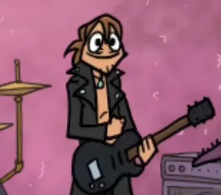 🙂 dibujo animado, estrella de rock, guitarra, música, banda, músico whatsapp sticker