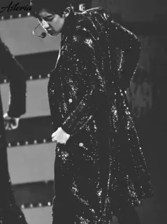 ⛓ Asteria person, sparkly coat, man, black and white telegram sticker