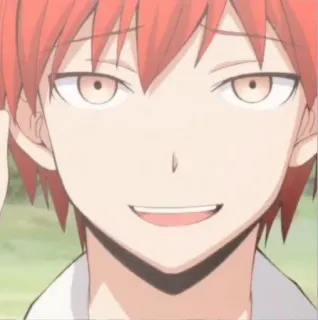 ✨ Karma Akabane Assassination Classroom anime, boy, smug, red hair, school telegram sticker