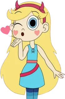😘 Star Butterfly Star vs. the Forces of Evil desenho animado, beijo, cabelo loiro, personagem, Star Butterfly, Star vs. as Forças do Mal telegram sticker