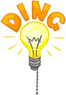 ✨ DING lightbulb, idea, ding, cartoon, light, innovation, invention telegram sticker