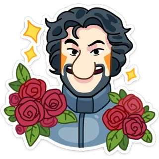 🌷 คน, กุหลาบ, ภาพเหมือน, ดอกไม้, การ์ตูน telegram sticker