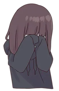 😖 anime, sad, girl, hoodie, crying, emotional, brunette telegram sticker