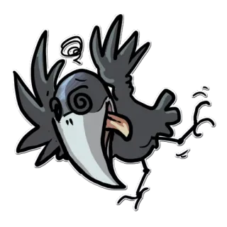 🤢 птица, мультик, одуревший, смешной, ворона telegram sticker