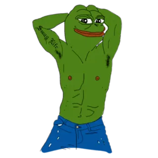 🐸 Pepe Swag Life Pepe la Rana, Meme, Abdominales, Musculoso, Swag, Dibujo animado telegram sticker