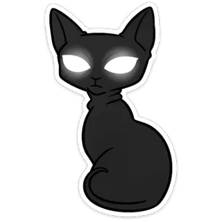 👀 Katze, schwarze Katze, Tier, Aufkleber, leuchtende Augen whatsapp sticker