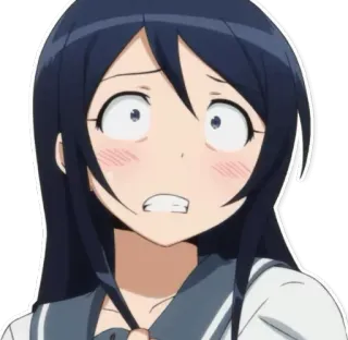 😨 anime, personaggio, spaventato, preoccupato, imbarazzato telegram sticker