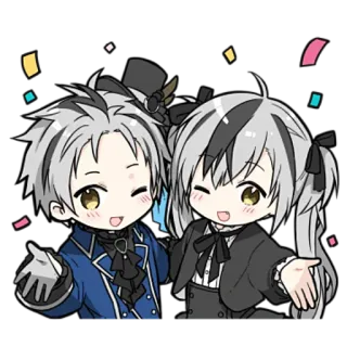 🥳 anime, kawaii, chibi, cartoon, cute, animation, couple telegram sticker