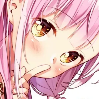 🤐 anime, meisje, schattig, roze haar, manga telegram sticker