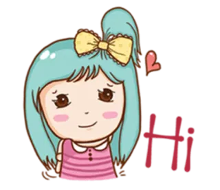👩 Hi Cartoon, Mädchen, Gruß, Hallo, Niedlich, Freundlich telegram sticker