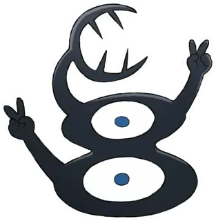 ✌ Unown pokemon, unown, jeu vidéo, monstre, créature, signe de paix telegram sticker