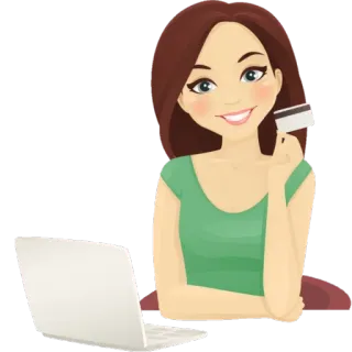 💳 Frau, Kreditkarte, Laptop, Shopping, Online, Finanzen whatsapp sticker