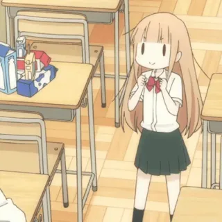 🥕 Anime-Mädchen, Schuluniform, süß, Klassenzimmer, Schreibtisch, Schüler, Cartoon whatsapp sticker