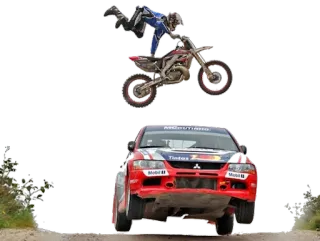 🛩 moto, voiture, cascade, saut, sport automobile whatsapp sticker