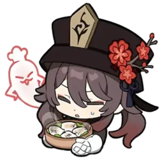 😢 Hu Tao Genshin Impact Anime, Dibujos animados, Chibi, Videojuego, Genshin Impact, Hu Tao telegram sticker