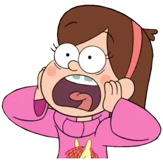 🙀 Mabel Pines Gravity Falls Mabel, Gravity Falls, Cartoon, Animated, Scared, Expression, Disney telegram sticker