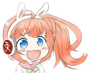 😃 天 Anime, Manga, Lapin, Casque, Mignon, Illustration, Fille, Dessin animé whatsapp sticker