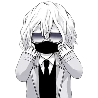 😎 Anime, Charakter, Weißes Haar, Maske, Anzug telegram sticker