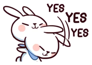 🙆 YES YES YES 兔子, 好的, 肯定, 可爱, 贴纸, 卡通 telegram sticker