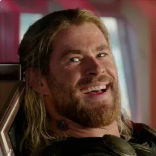 😃 Thor Thor, Marvel, Chris Hemsworth, sonrisa, expresión facial, gracioso telegram sticker