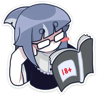 🔞 18+ cartoon, character, reading, glasses, 18+, age restriction telegram sticker