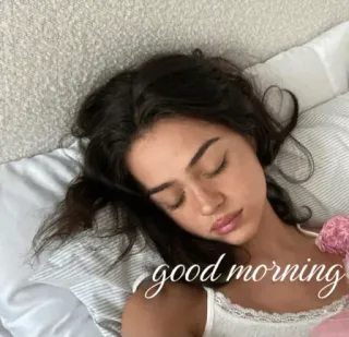 🎀 good morning chào buổi sáng, ngủ, người, giường, buổi sáng telegram sticker