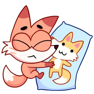 🤗 fox, animal, cartoon, cute, cuddle telegram sticker