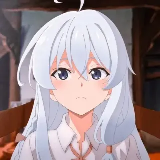 ⭐ animé, fille, cheveux blancs, mignon, portrait telegram sticker