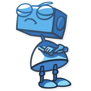 😒 robot, xanh dương, hoạt hình, nhân vật, buồn, khối lập phương telegram sticker