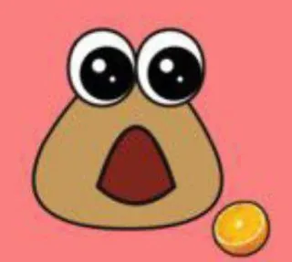 🌟 Pou Pou, virtueel huisdier, mobiele game, cartoon, schattig, oranje whatsapp sticker