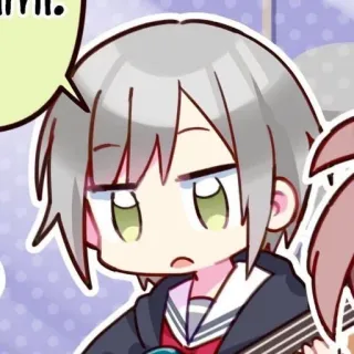 😐 IM!! Anime, Mangá, Desenho animado, Bonito, Garota, Instrumento, Cabelo grisalho whatsapp sticker