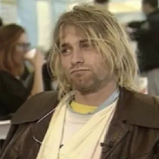 😕 Kurt Cobain músico, cantor, grunge, rock, retrato telegram sticker